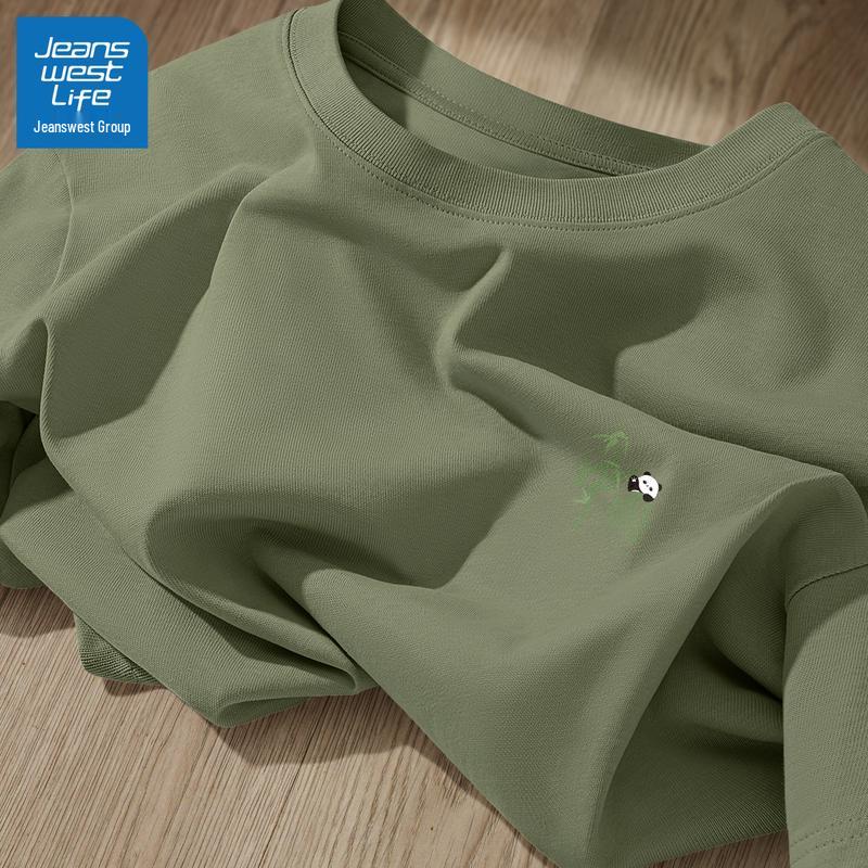 Мужская хлопковая футболка с круглым вырезом Jeanswest 2025, плотный хлопок