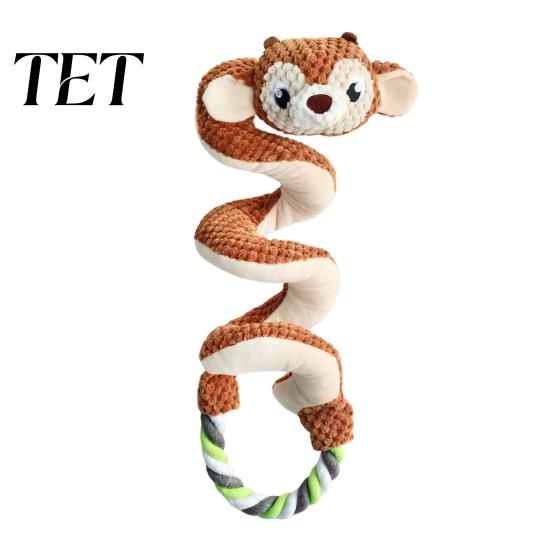Long Structure Tug Toys Squeaky Dog Toy with Pull Rope, Plush of War Toy, Fun for Dogs Spiral Animal Interactive Small Medium Large Biting Teeth