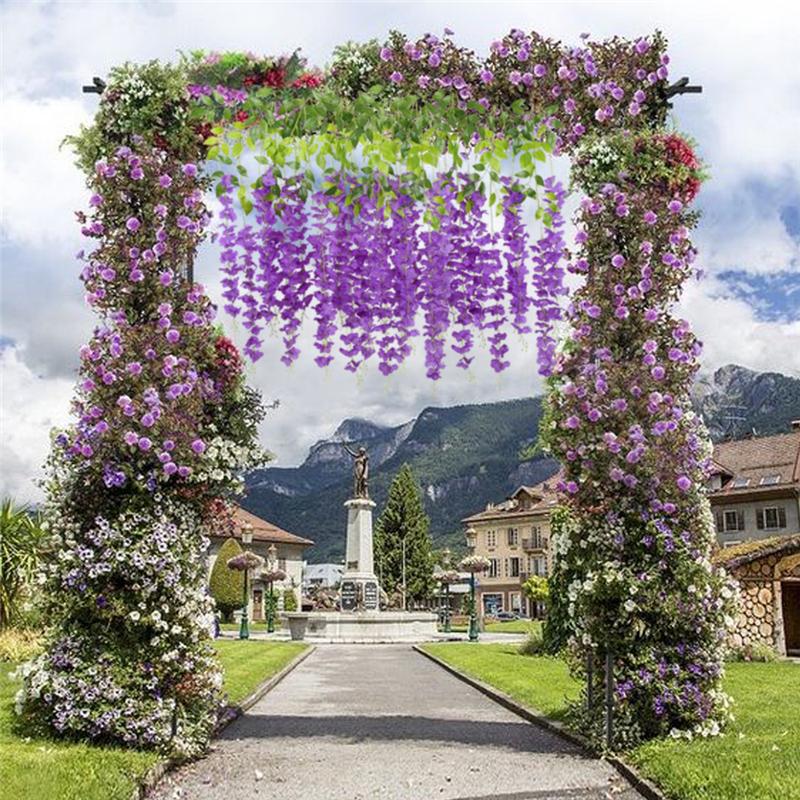 12 шт. 3,6 фута венок из искусственных цветов глицинии, висящий на свадебном саду, озеленение на открытом воздухе, вечерние украшения для дома своими руками