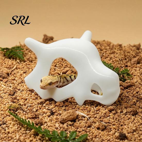 Ball Python Enclosure Ornament Realistic Skull Reptile Hideout, Animal Gecko Hide Cave, Terrarium Decor, Scorpion Decoration Hollow Bone Shape Plastic