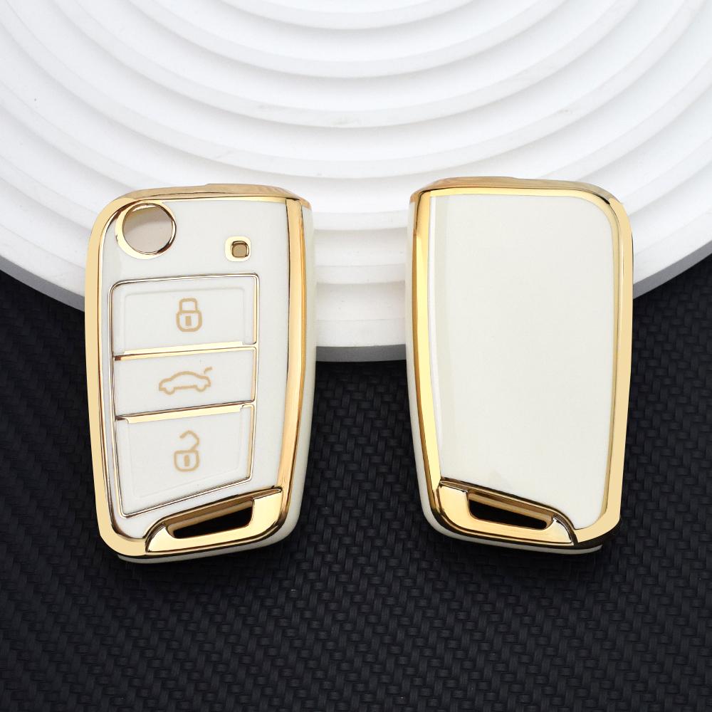 Чехол для автомобильного ключа из ТПУ для VW Golf 7 MK7 VII Tiguan Polo Skoda Octavia A7 Kodiaq Seat Ateca Leon с 3 кнопками