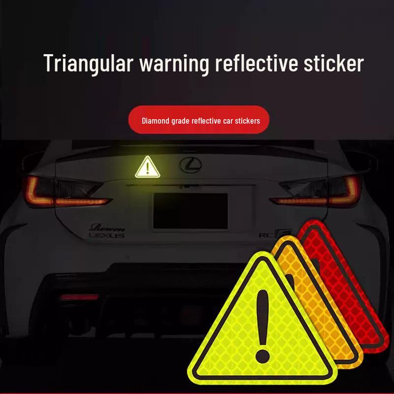 Reflective Triangle Safety Warning Sticker for Car Scratch Cover and Decoration