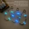 Luminous Rose Phone Chain Alloy Butterfly Crystal Keychain Girl Anti-Lost Wrist Strap Bracelet Earphone Case Charm Bag Decor