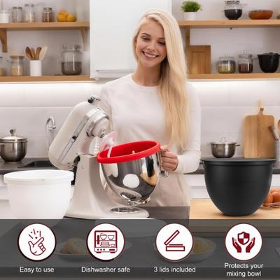 Силиконовые вкладыши для 5-литровой чаши миксера KitchenAid Многоразовые крышки для хранения чаши для смешивания Термостойкий аксессуар для выпечки