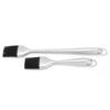 2Pcs Oil Brush Silicone Hair Stainless Steel Handle Silver Kitchen Baking Supplies