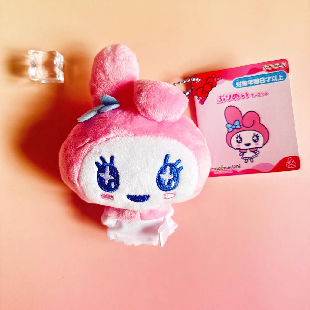 Cartoon Tamagotchi Mametchi Plush Toy Keychain Kitty Melody Kuromi Kawaii Bag Charm Stuffed Doll Accessory Decoration Kids Gifts