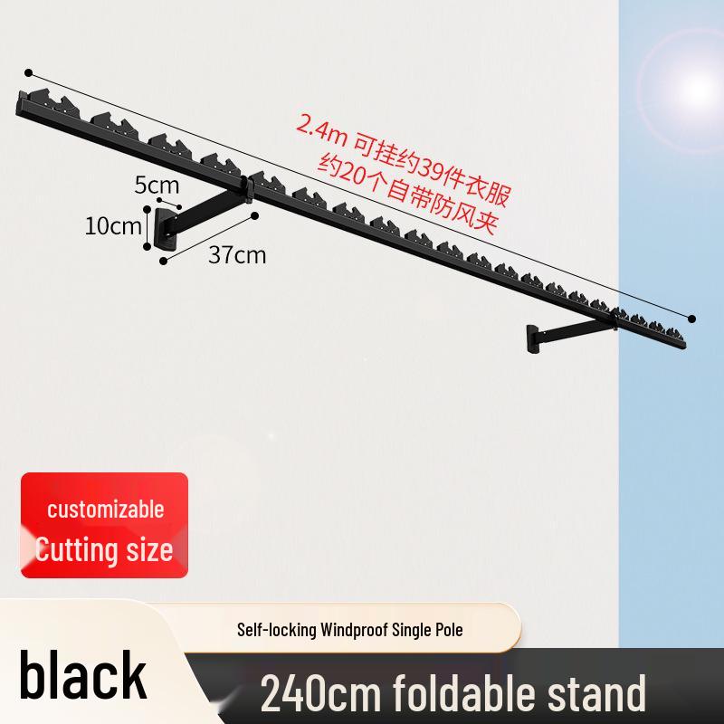 Folding Telescopic Wall-Mounted Clothes Drying Rack for Balcony or Bay Window