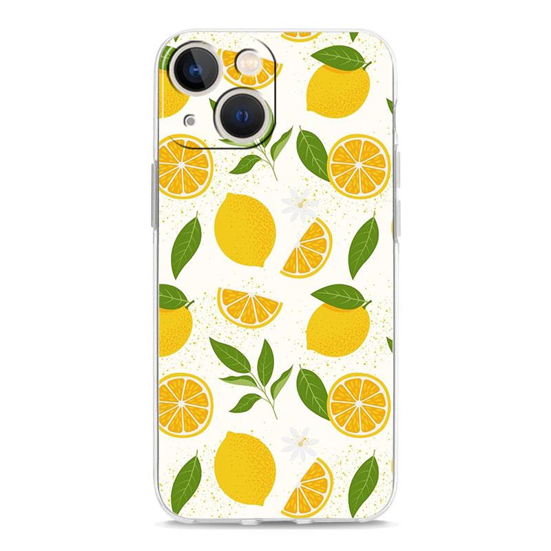 Фруктовый лимонный чехол для телефона For iPhone 11 Чехлы iPhone 15 12 13 14 16 Pro Max X XR XS 14 15 Plus 16Pro iPhone16 Прозрачная крышка