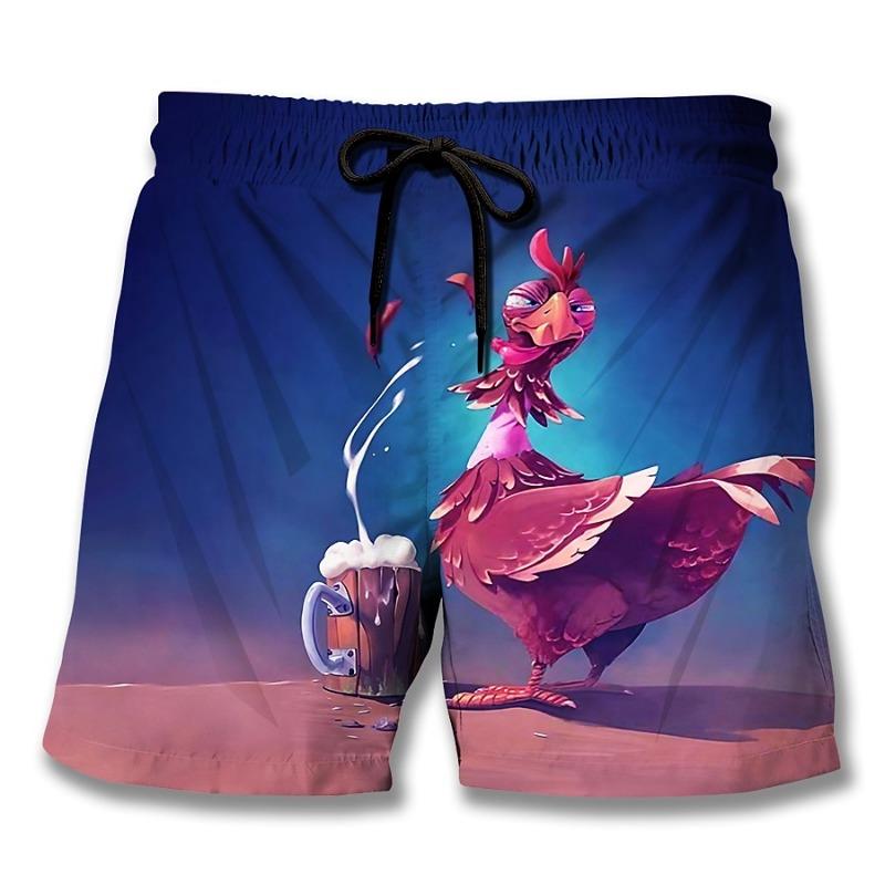 Мужские шорты для плавания с животными принтами Турция Board Shorts Купальные шорты Плавки Средняя посадка Гавайский Бохо Повседневные