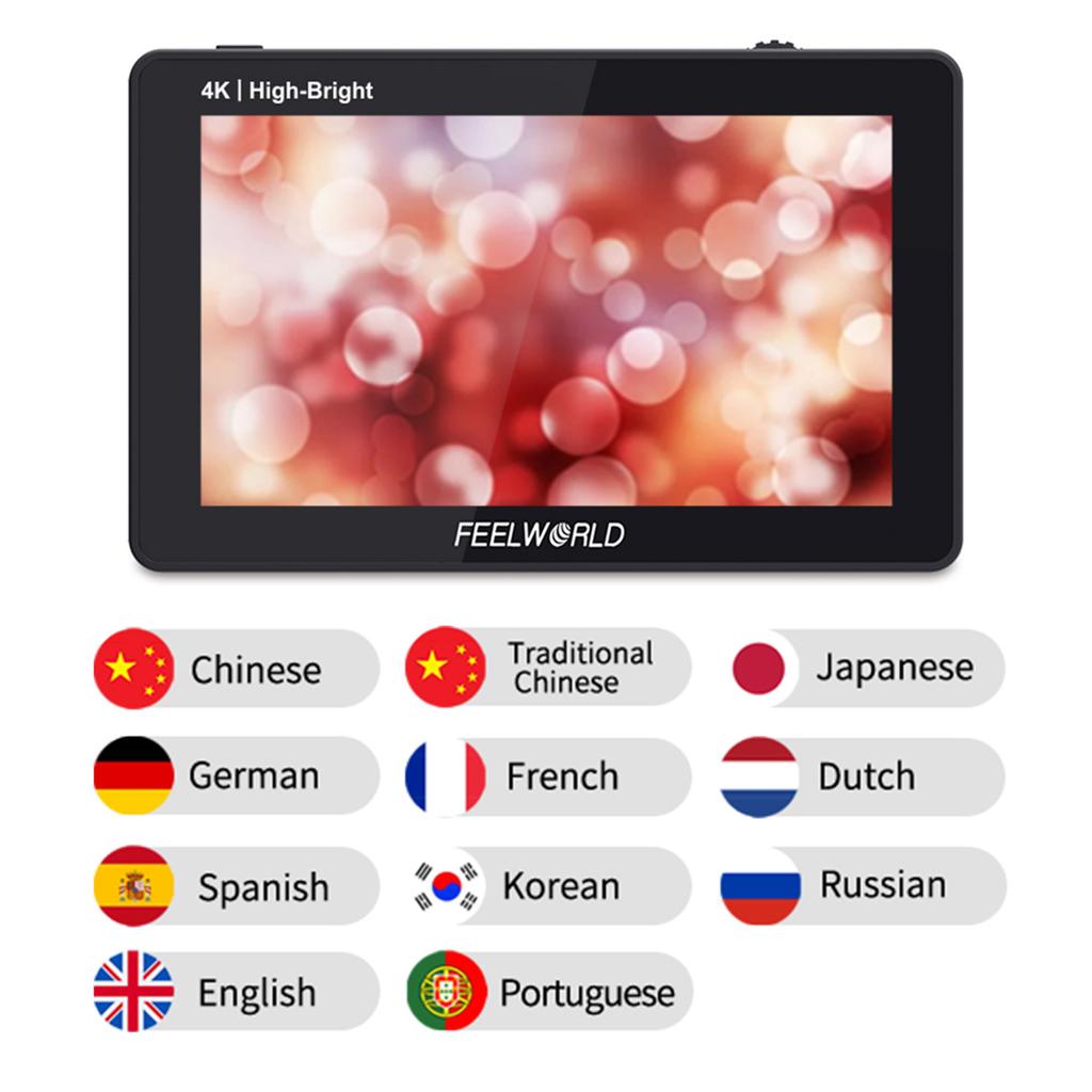 FEELWORLD F6 PLUSX 5,5-дюймовый IPS-монитор, 1600 нит, видеопанель, 1920*1080 пикселей, сенсорное управление, вход 4K UHD