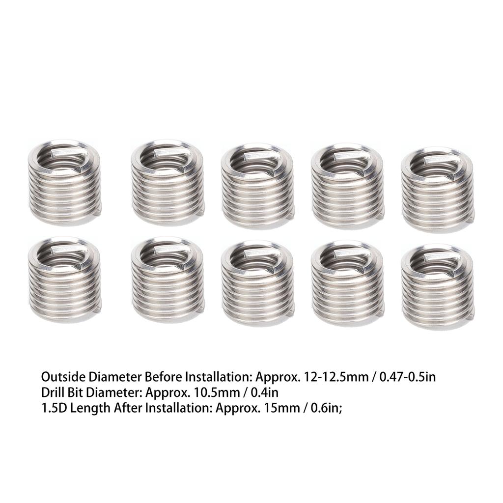 50Pcs Wire Thread Insert Sleeve Bushing Screw Protective Coil Screw Repair Nut Kit M10 x 1.5