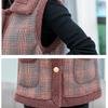 Vest Women's Autumn and Winter Wear Plus Velvet Thick Large Size Middle-aged and Elderly Plaid Sleeveless Jacket