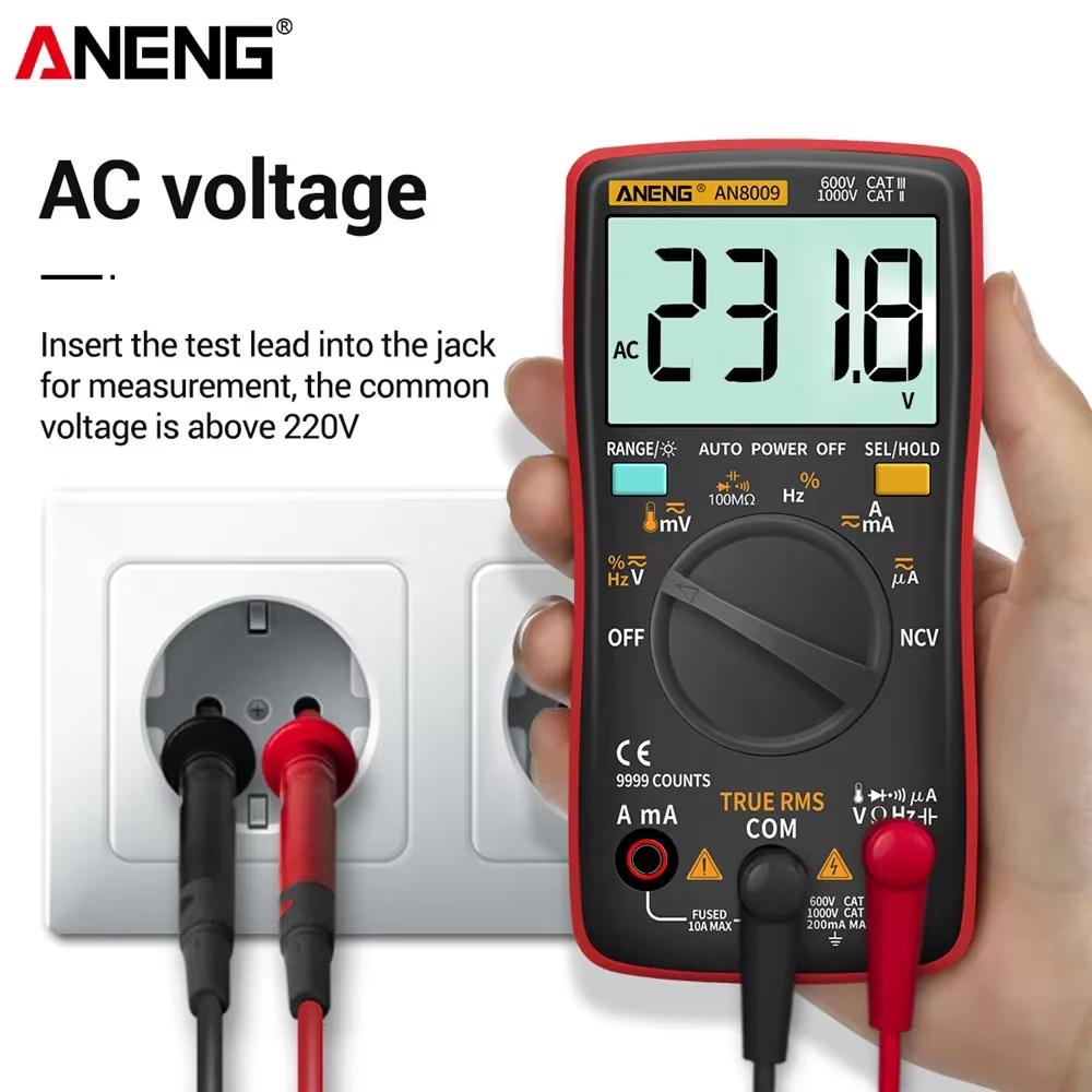 Multifunctional Mini Digital Multimeter ANENG AN8009 True RMS Transistor Tester Auto-Range Automotive Capacitor High Precision Tester Temp Diode Tools
