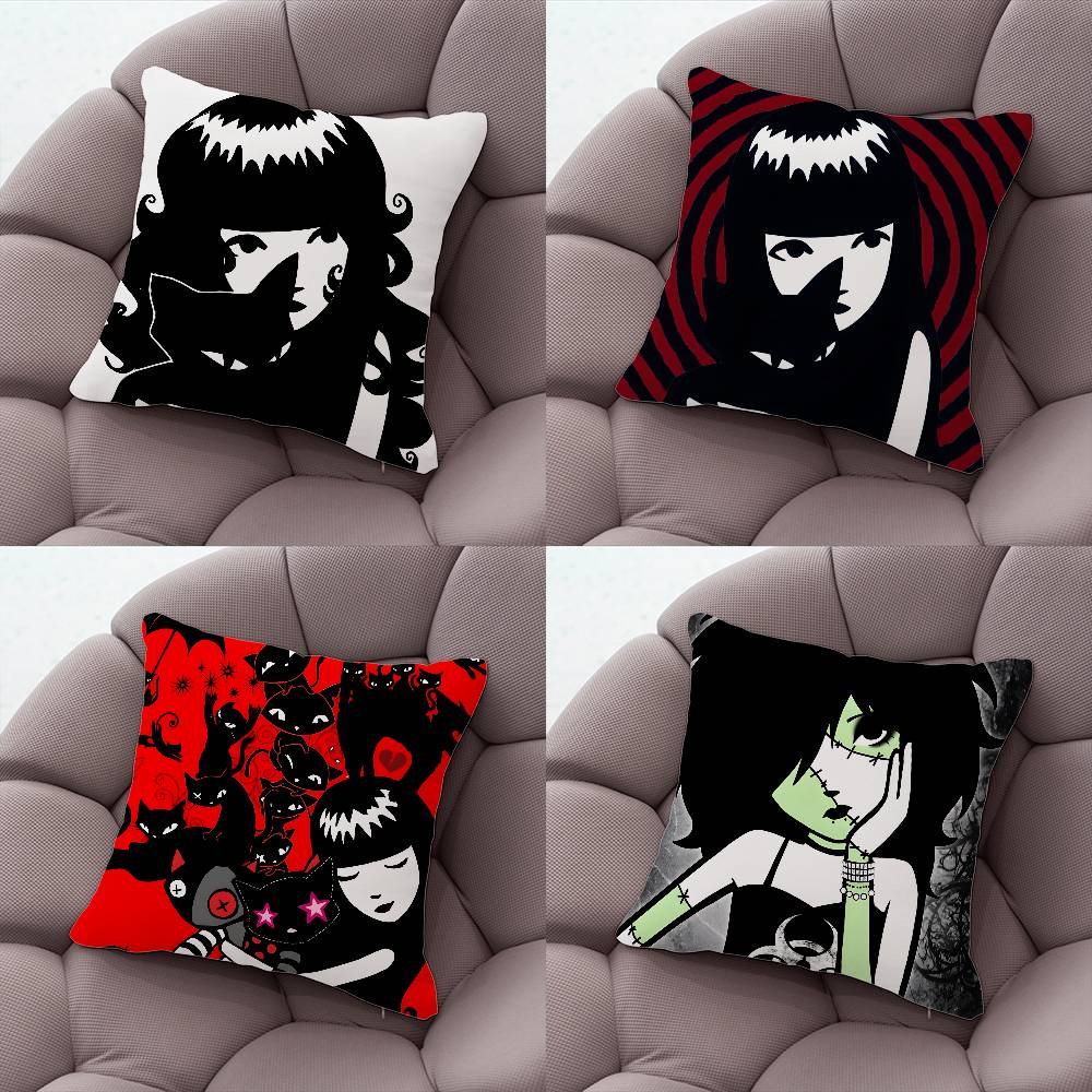 EEmily The Strange Pillow Case Plush Fabric Soft Pillowcase Double Sided Print Cushion Cover Household Gifts