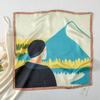 58 CM Summer New Simulation Silk Square Scarf Illustration Artistic Scarf Headband Women'S Decorative Versatile Small Headscarf