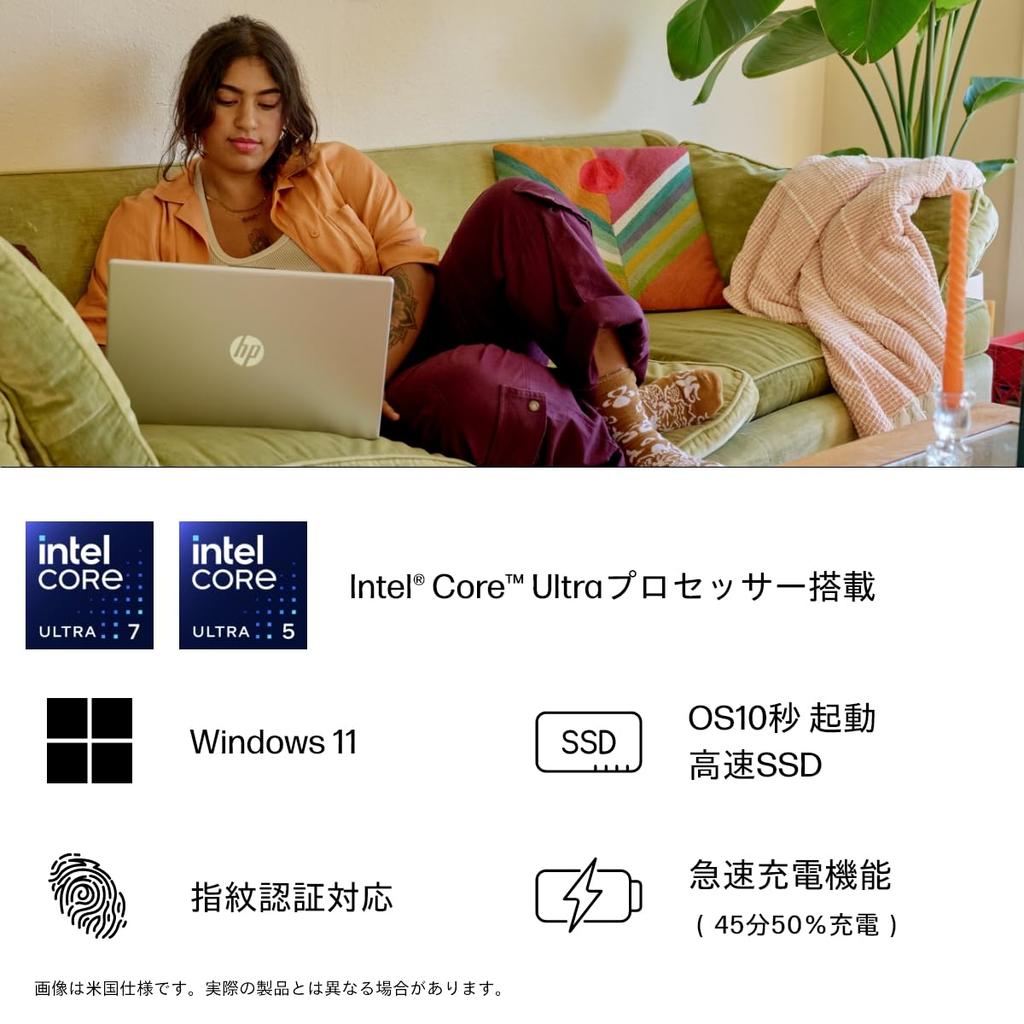 Ноутбук HP с процессором Intel Core Ultra 7, 16 ГБ, 512 ГБ, Камера, Отпечаток пальца, Тонкий, Натуральный, Microsoft Office 2024 для дома и бизнеса, 15-fd1001TU, Процессор, Память, SSD,