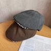 Stylish Cap Newsboy Women Casual Breathable Beret Hat With Plaid Wide Brim