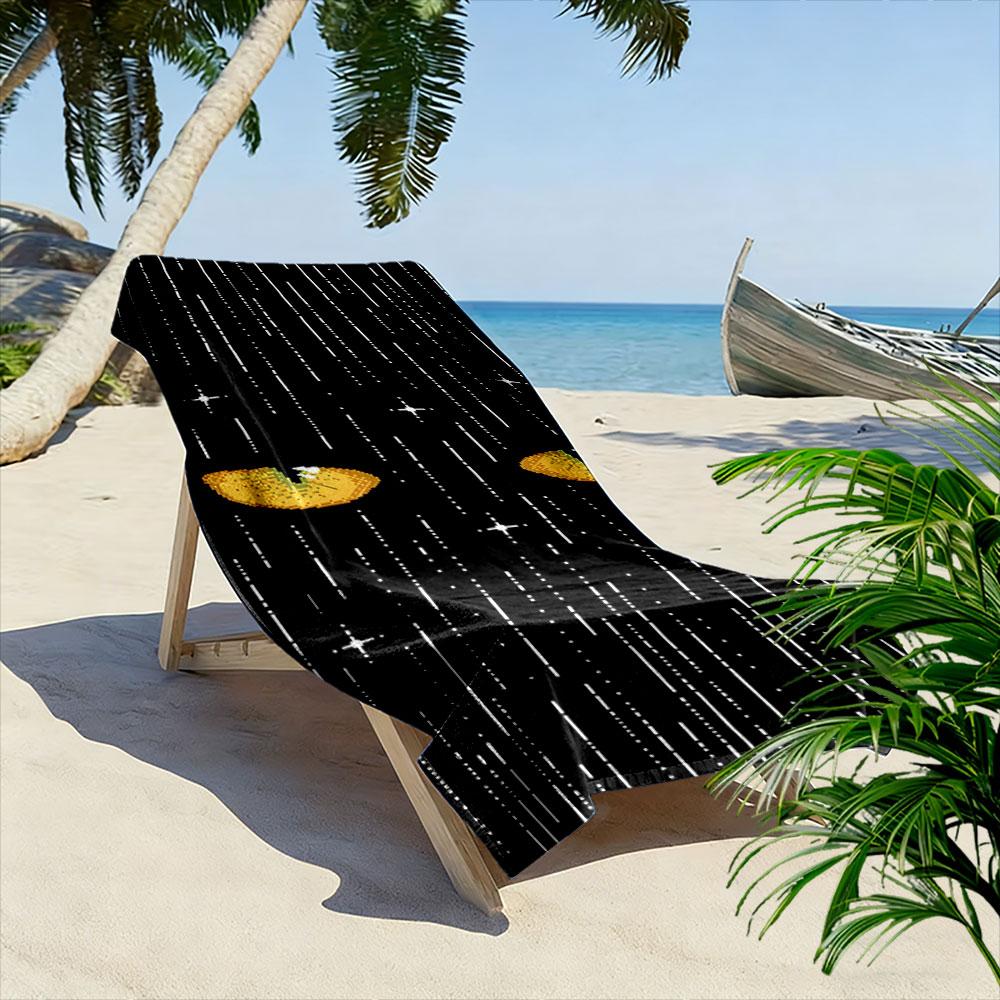 Golden eyes pierce mystery Print beach towel, quick drying, suitable for travel, outdoor sports, jogging, the beach and swimming, gift