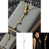 Elegant Long Geometric Titanium Steel Necklace For Women With Stylish Tassel Design