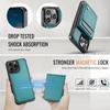 For iPhone 15 Pro Max Leather Back Cover Compatible with MagSafe JEEHOOD J06 Phone Case with Card Bag RFID Blocking