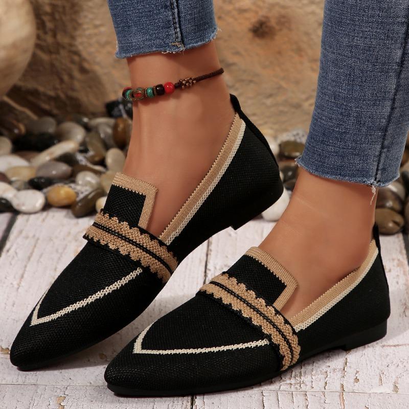 Большие дышащие туфли Fly-knit Flat Single для женщин. Остроносые, подходящие по цвету, легкие туфли для работы на все времена.