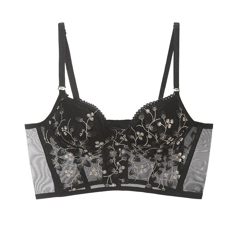 Комплект нижнего белья с французской вышивкой: Удлиненный корсетный топ-майка для женщин - стиль Pure Desire