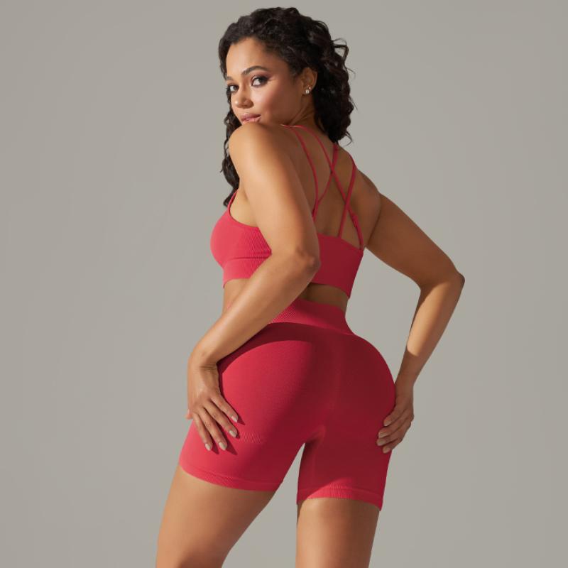 Nessaj Summer Yoga Set Women Fitness Suits Seamless Push Up Bra High Waist Shorts Gym Sportswear