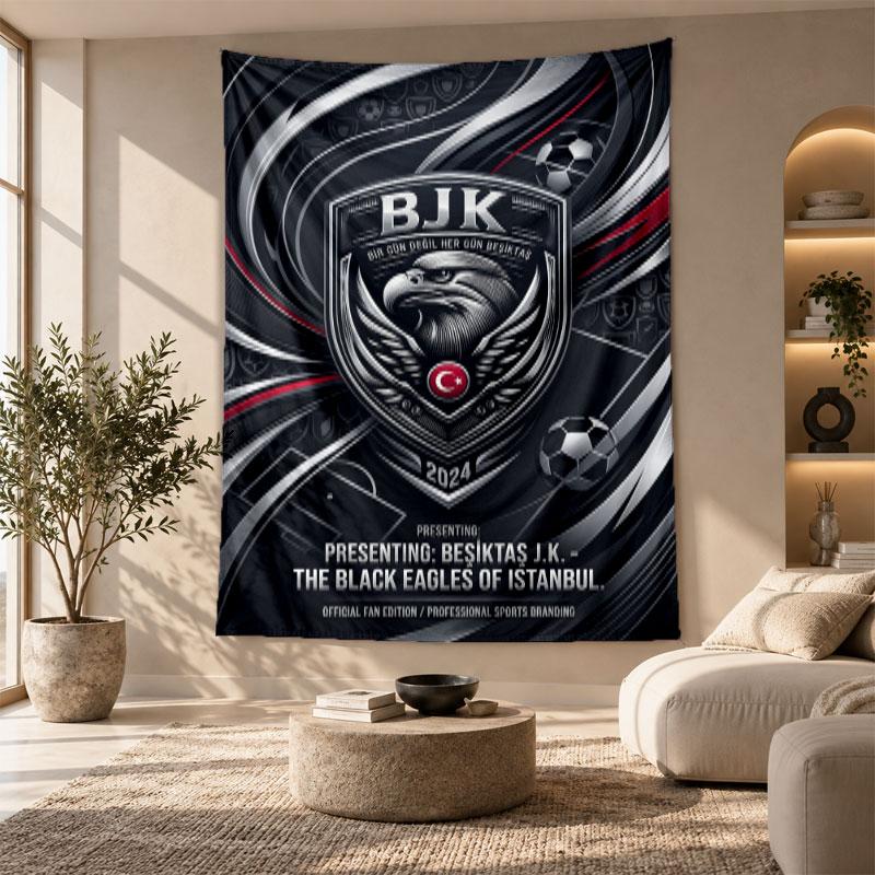 Decorative Tapestry,Beşiktaş FC Printed Wall Art, Lightweight Wall Hanging For Bedroom Background