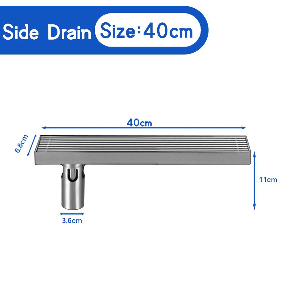 Слив для пола в ванной USU304 из нержавеющей стали в полоску, прямоугольный душ, длинный линейный слив, боковой слив для пола в туалете на кухне