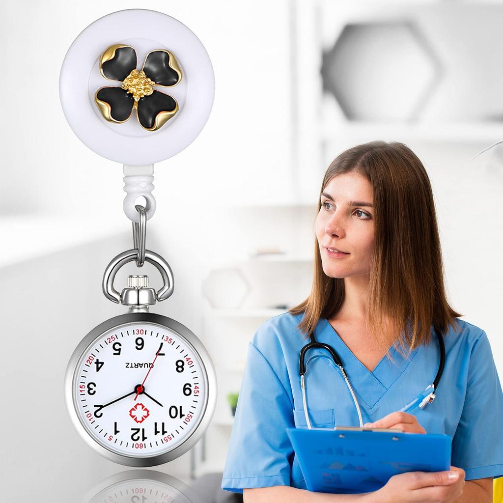 Карманные часы Lancardo Nurse для клипсы, легко покрываются лаком, 3 цвета на выбор, эластичные часы, для медсестер, тип, унисекс, цифры, для чтения, женские, лепестки,