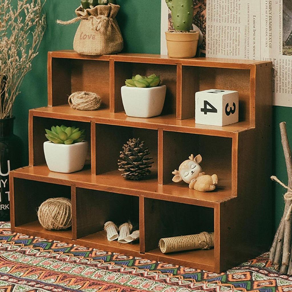 Wood Ladder Lattice Bracket , Rustic, Practical Sturdy Floating Shelf for Jewelry Mini Figurine