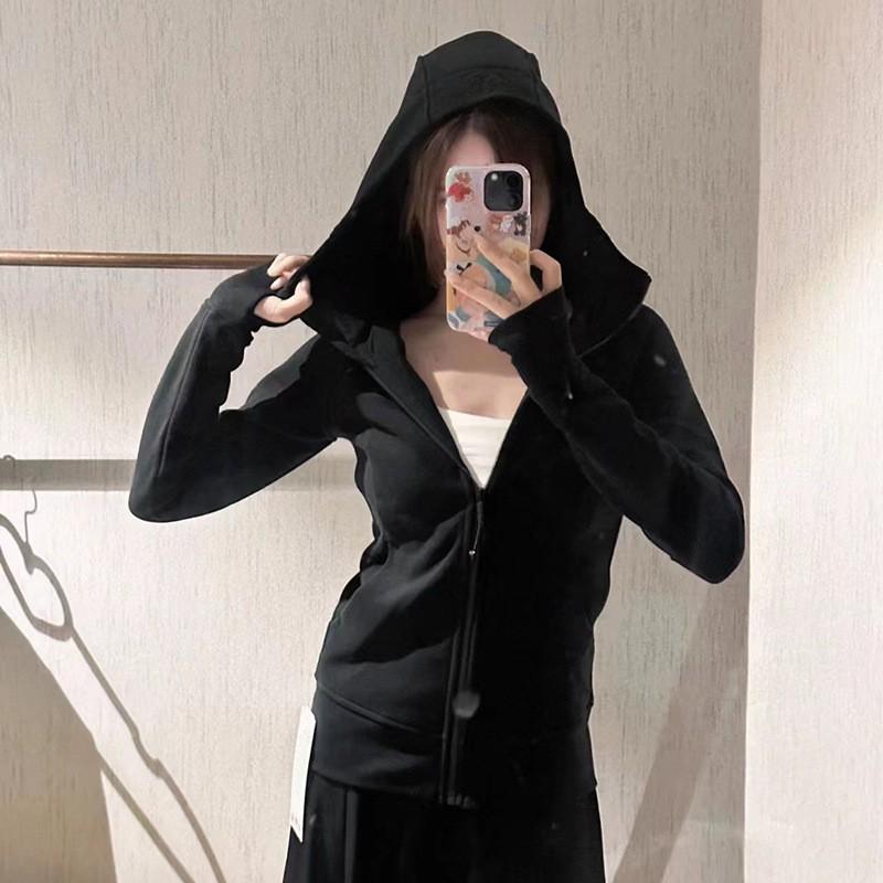 Womens Slim Fit Fleece-Lined Hooded Sweatshirt Short Length Long Sleeve Casual Top Winter