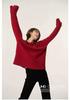 Encorela Women's Red Round Neck Pure Wool Sweater - Loose, Thick, Cozy Knit