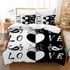 3D King and Queen Bedding Set Black Couple Room Duvet Cover Pillowcase 2/3 Holiday Gift AU210 * 240 Full Size Quick Drying Soft Home Textile
