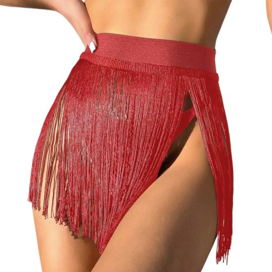 Юбка для плавания, накидка с высокой талией, однотонная, с кисточками, защита от солнца, пляжное бикини