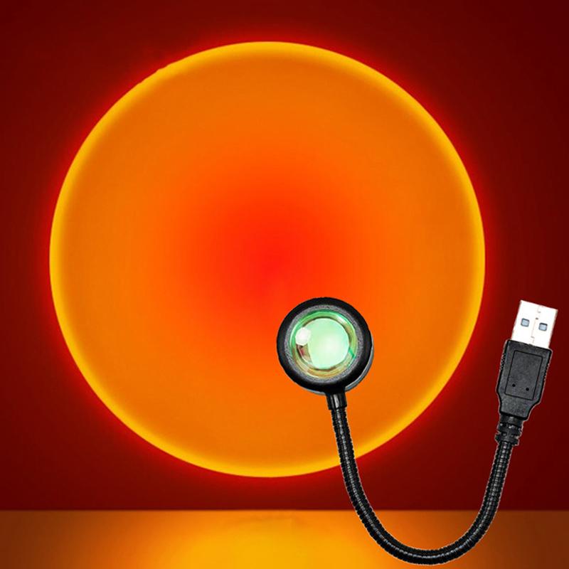 Sunset Light USB Projector Lamp Rainbow 7 Colors Projection Lamp Background Atmosphere Light for Living Room Bedroom Decor