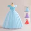 Girls' Sequined Mesh Tutu Dress with Small Flying Sleeves & Bow - Evening & Flower Girl Princess Dress