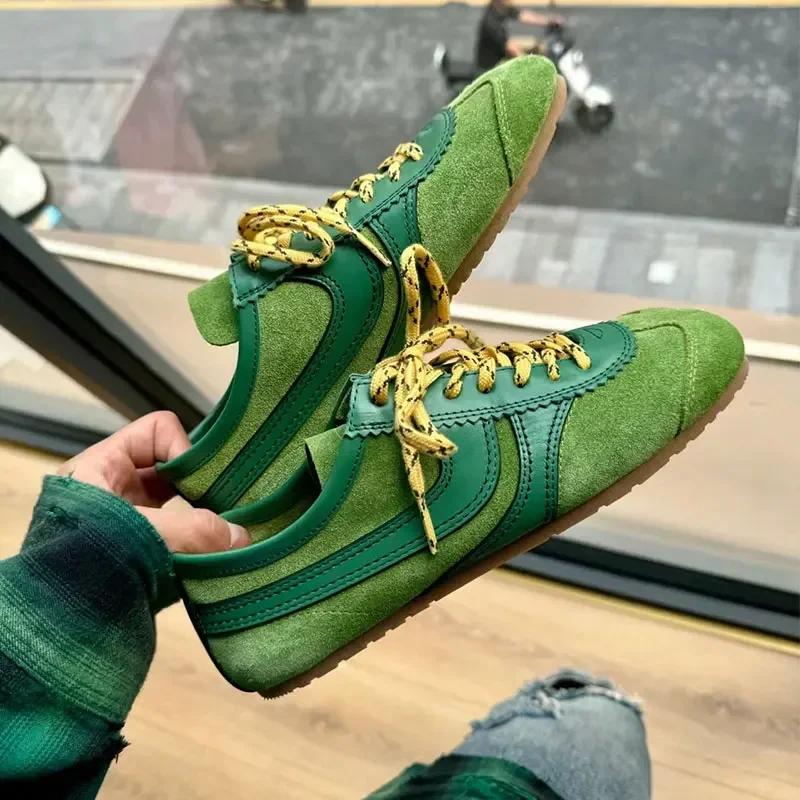 Модные женские повседневные спортивные кроссовки из натуральной кожи на шнуровке 2025 осень-зима плюс бархат ретро немецкие тренировочные туфли