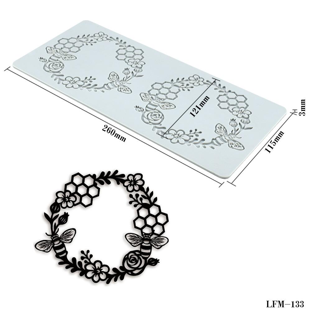 Круглый цветочный венок, кружевной коврик, форма для сахара в форме камешков, форма для пчелы, украшение для десерта, силиконовая форма для кухни, инструмент для выпечки