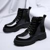 Men's High-top Fashion Glossy Shoes New Motorcycle and Ankle Boots Waterproof Boots Men Leather Shoes Men Casual Boot Autumn