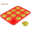 Round Silicone Muffin Mold 12 Cavities Food Grade Easy Release Cake Chocolate Candy Ice Cube DIY Baking Mold Kitchen Supplies