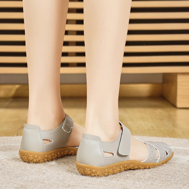 Женские римские сандалии, летние пляжные туфли Мэри Джейн на плоской подошве, повседневные мягкие сандалии для ходьбы, большие размеры