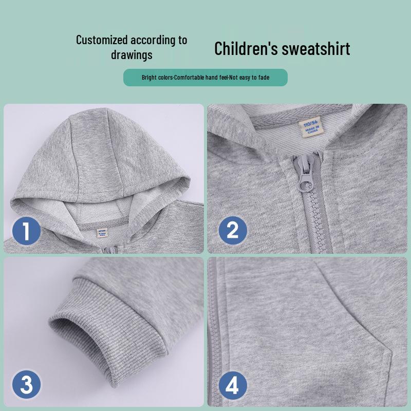 2024 Kids' Hoodie Cardigan with Zipper and Pockets - Boys' and Girls' School Uniform Outerwear