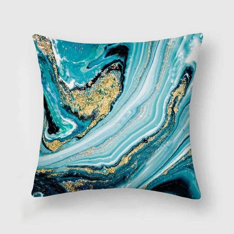 Nordic Blue Marble Polyester Pillowcase Sea Rock Texture Bedside Sofa Chair Throw Pillow Cushion Cover Home Decor