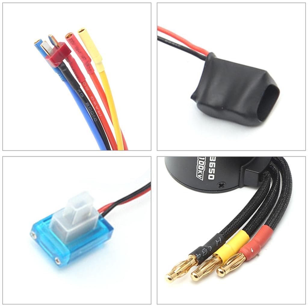 3650 Brushless Motor 3100KV with 80A Brushless ESC Heat Sink Programming Card for 1/8 1/10 RC Car