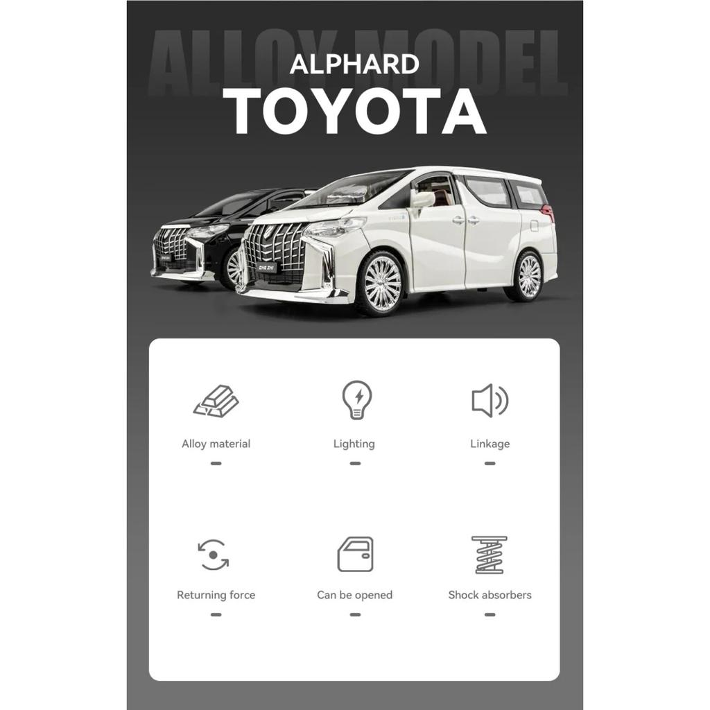 1/24 TOYOTA Alphard Luxury MPV литая модель автомобиля из сплава металла со звуком и светом коллекционирование хобби высокая имитационная модель подарок для мальчика