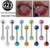 Titanium Shamballa Diamond Ball Tongue Stud with Polymer Clay Diamond Inlay - 14G Body Piercing Jewelry