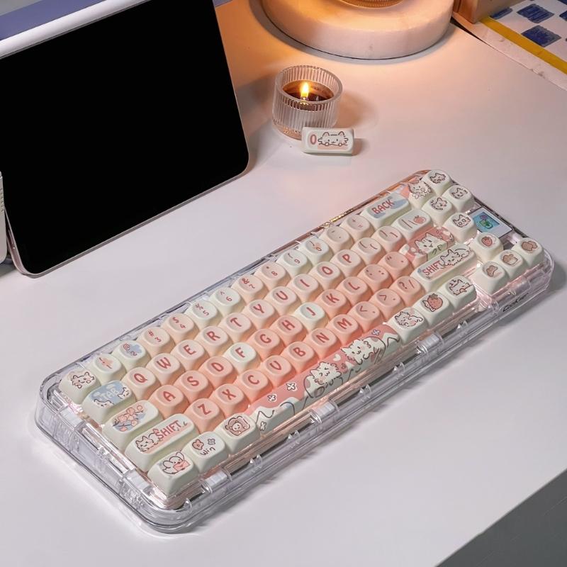 Колпачки клавиш MOA высотой 132 штуки, сублимированные цветом, набор колпачков для клавиш «Клубничный котенок», кастомизация для механических клавиатур