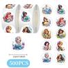 500 шт./рулон Наклейки с принцессами Диснея и аниме, Милые Ариэль, Белоснежка, Наклейки-пломбы, Наклейки-награды, Игрушки, Сделай сам, Украшение для ноутбука, Подарок