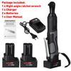 42V 100N.m Cordless Electric Wrench 3/8 Ratchet Wrench Set Angle Drill Screwdriver Wrench Tools with 2xBattery Charger